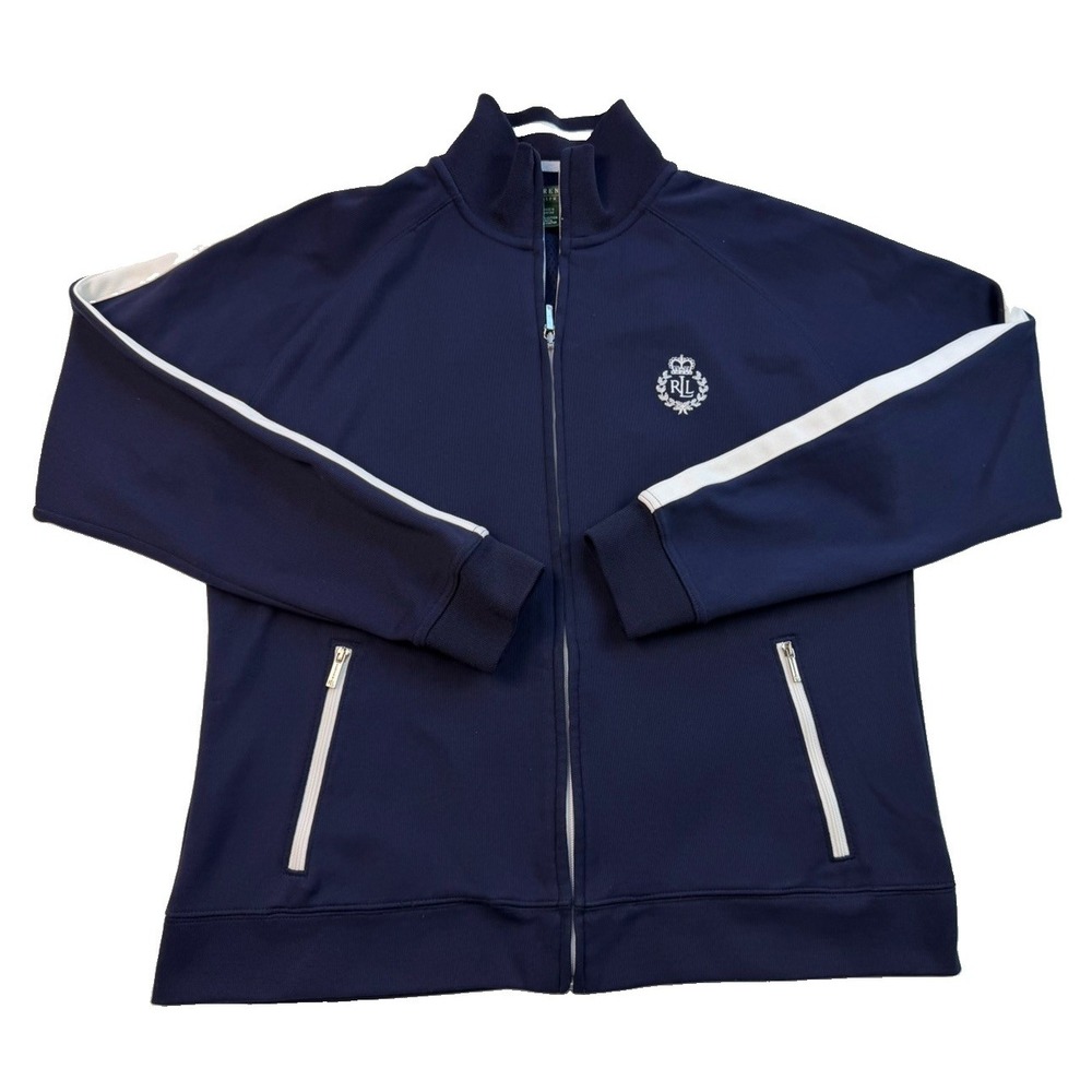 Vintage Y2K Lauren Active Ralph Lauren Sz M Navy Track Jacket LRL Crest Preppy
